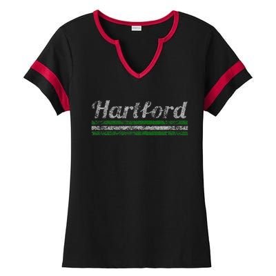 Hartford Connecticut Retro Vintage Weathered Ladies Halftime Notch Neck Tee