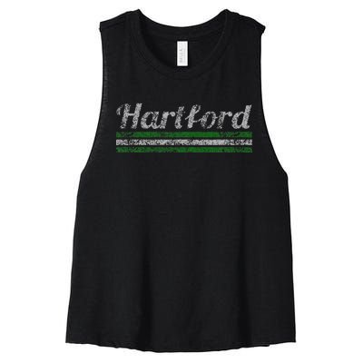 Hartford Connecticut Retro Vintage Weathered Women's Racerback Cropped Tank