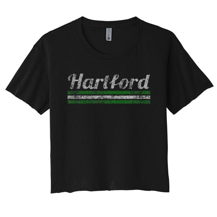 Hartford Connecticut Retro Vintage Weathered Women's Crop Top Tee