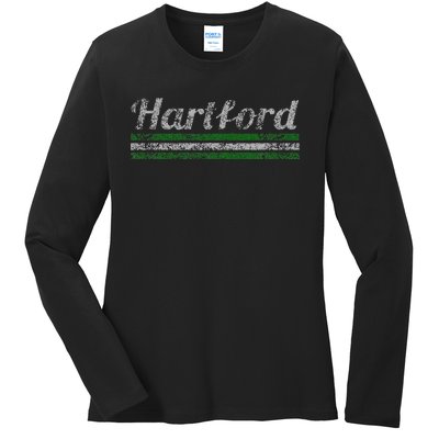 Hartford Connecticut Retro Vintage Weathered Ladies Long Sleeve Shirt