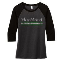 Hartford Connecticut Retro Vintage Weathered Women's Tri-Blend 3/4-Sleeve Raglan Shirt