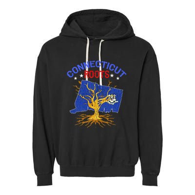 Home Connecticut Roots State Tree Gift Grown Tree Flag Lover Garment-Dyed Fleece Hoodie