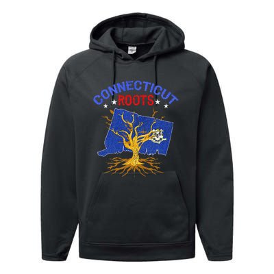 Home Connecticut Roots State Tree Gift Grown Tree Flag Lover Performance Fleece Hoodie