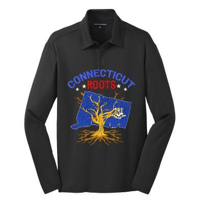 Home Connecticut Roots State Tree Gift Grown Tree Flag Lover Silk Touch Performance Long Sleeve Polo