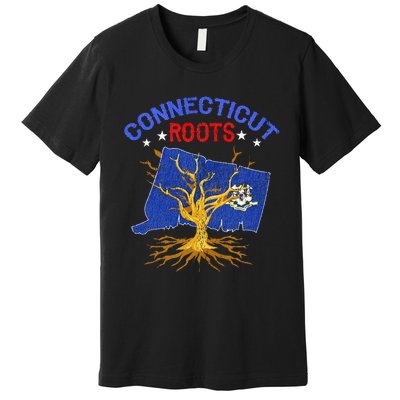 Home Connecticut Roots State Tree Gift Grown Tree Flag Lover Premium T-Shirt