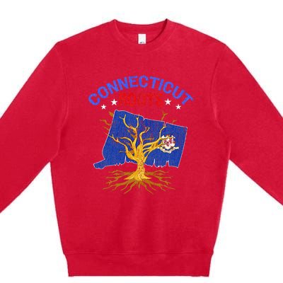 Home Connecticut Roots State Tree Gift Grown Tree Flag Lover Premium Crewneck Sweatshirt