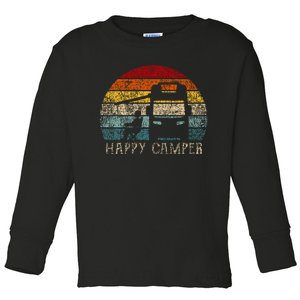 Happy Camper Rv Camping Retro Sun 70s 80s Toddler Long Sleeve Shirt