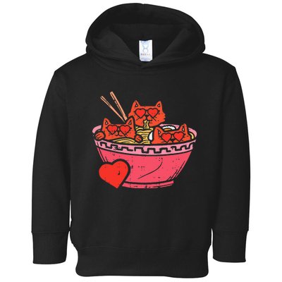 Heart Cats Ramen Noodles Anime Cute Valentines Day Kitten Toddler Hoodie