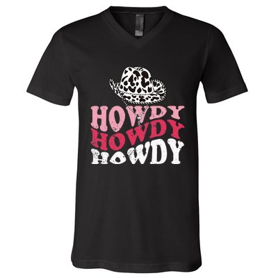 Howdy Cow Rodeo Dairy Cow Print V-Neck T-Shirt