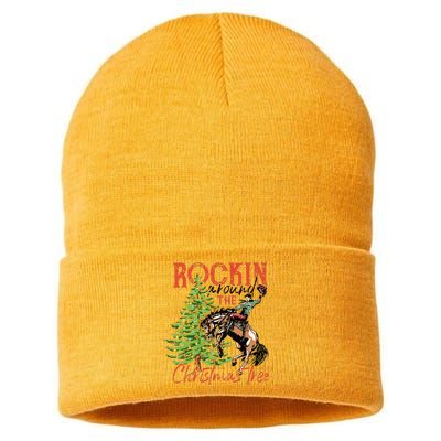 Hilarious Cowboy Rocking Christmas Tree Western Decor Sustainable Knit Beanie