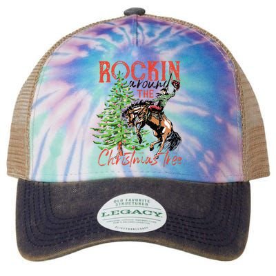 Hilarious Cowboy Rocking Christmas Tree Western Decor Legacy Tie Dye Trucker Hat