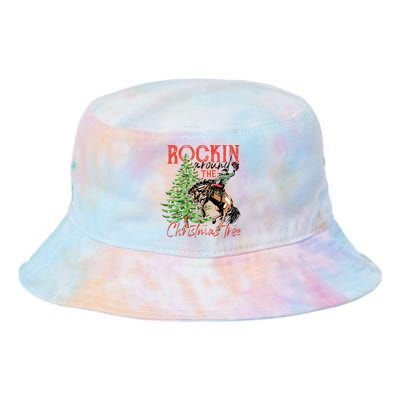 Hilarious Cowboy Rocking Christmas Tree Western Decor Tie Dye Newport Bucket Hat