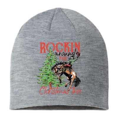 Hilarious Cowboy Rocking Christmas Tree Western Decor Sustainable Beanie