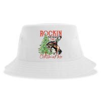 Hilarious Cowboy Rocking Christmas Tree Western Decor Sustainable Bucket Hat