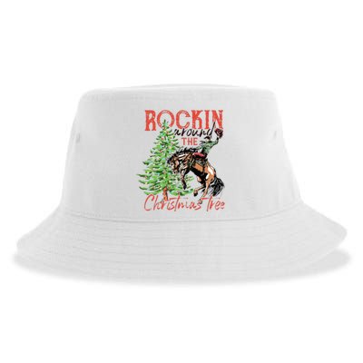 Hilarious Cowboy Rocking Christmas Tree Western Decor Sustainable Bucket Hat