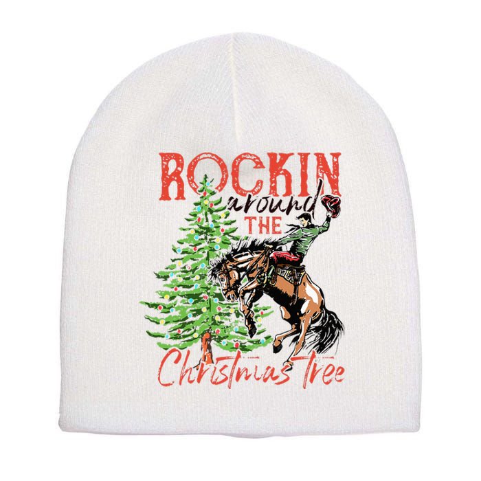 Hilarious Cowboy Rocking Christmas Tree Western Decor Short Acrylic Beanie