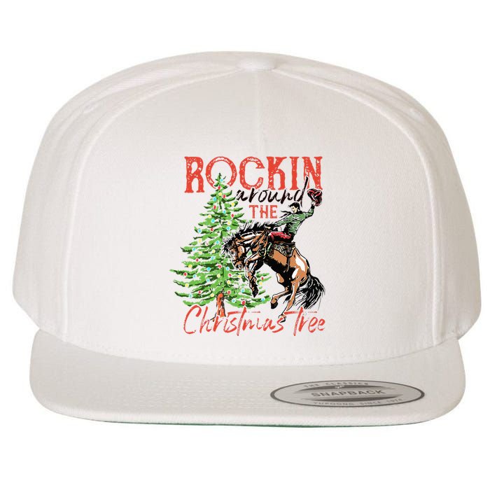 Hilarious Cowboy Rocking Christmas Tree Western Decor Wool Snapback Cap