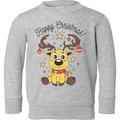 Happy Christmas Reindeer Holiday Toddler Sweatshirt