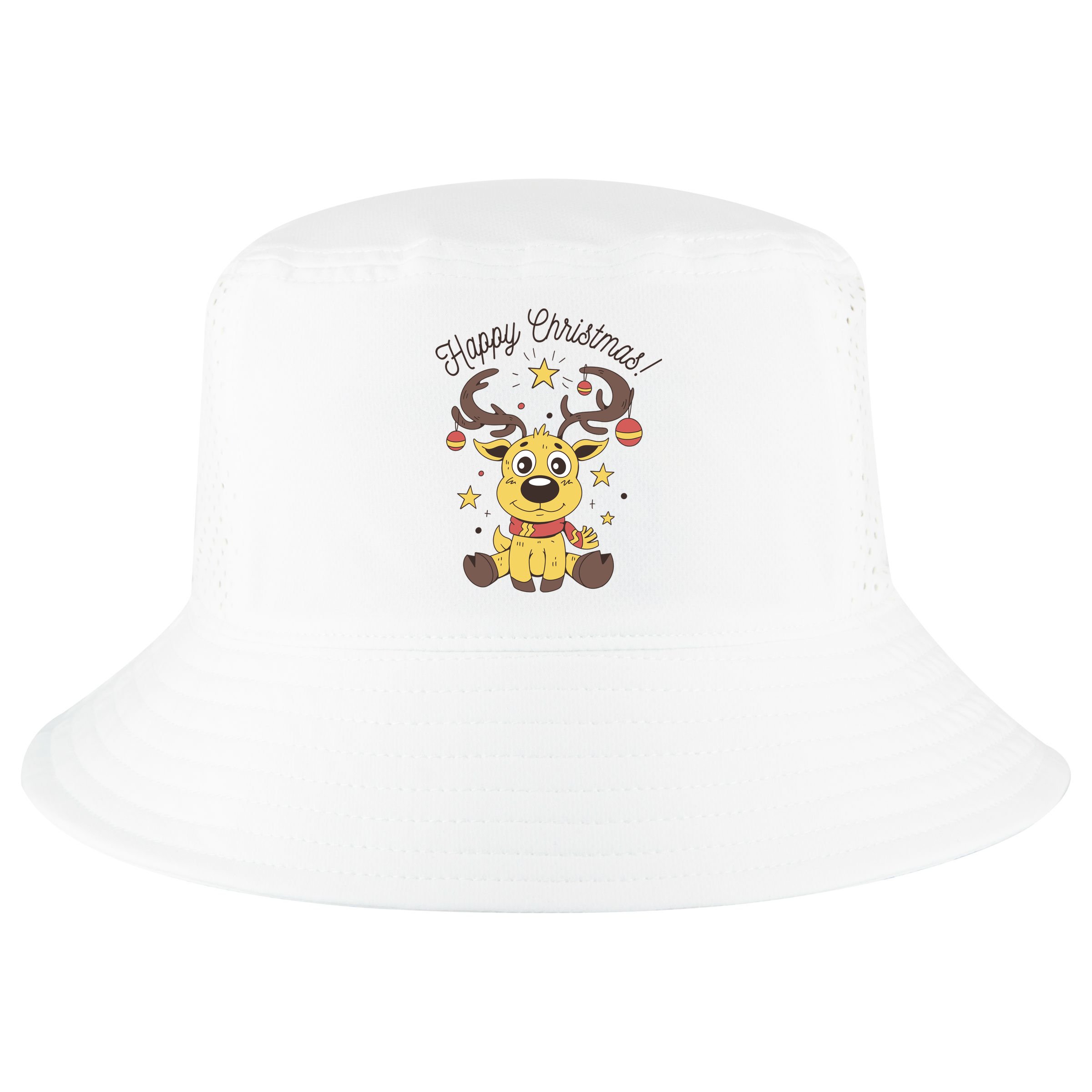 Happy Christmas Reindeer Holiday Cool Comfort Performance Bucket Hat