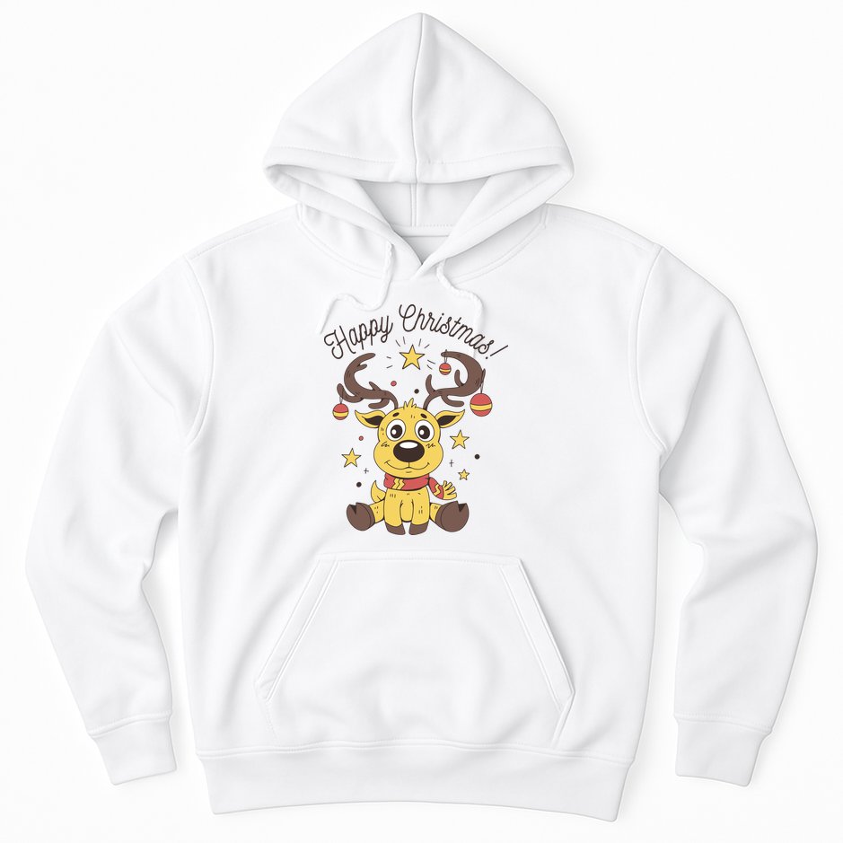 Happy Christmas Reindeer Holiday Hoodie