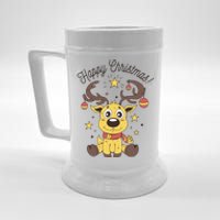 Happy Christmas Reindeer Holiday Beer Stein