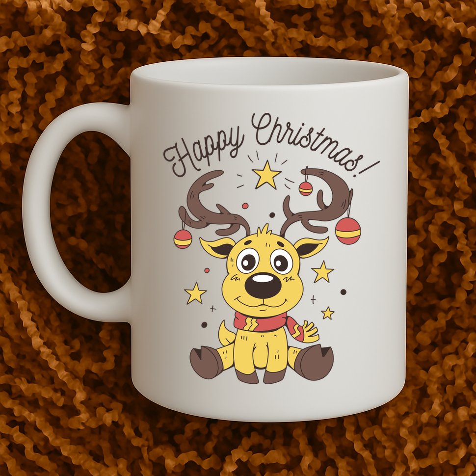 Happy Christmas Reindeer Holiday Mug