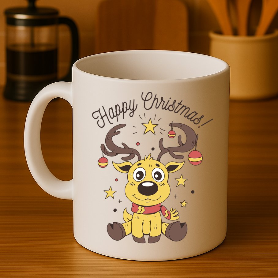 Happy Christmas Reindeer Holiday Mug