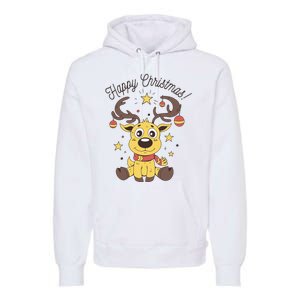 Happy Christmas Reindeer Holiday Premium Hoodie