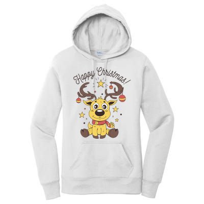 Happy Christmas Reindeer Holiday Women's Pullover Hoodie