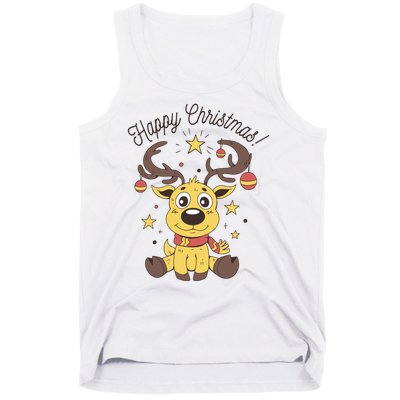 Happy Christmas Reindeer Holiday Tank Top