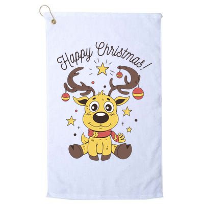 Happy Christmas Reindeer Holiday Golf Towel
