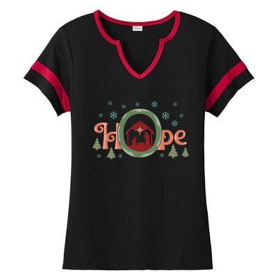 Hope Christian Retro Christmas Religious Faith Bible Verses Graphic Plus Size Ladies Halftime Notch Neck Tee