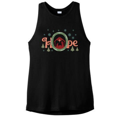 Hope Christian Retro Christmas Religious Faith Bible Verses Graphic Plus Size Ladies PosiCharge Tri-Blend Wicking Tank