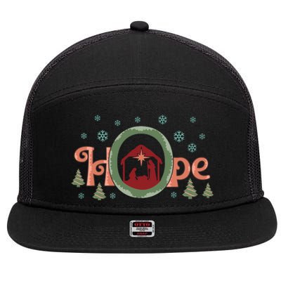 Hope Christian Retro Christmas Religious Faith Bible Verses Graphic Plus Size 7 Panel Mesh Trucker Snapback Hat