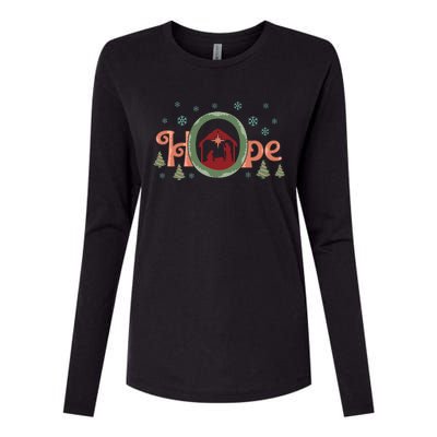 Hope Christian Retro Christmas Religious Faith Bible Verses Graphic Plus Size Womens Cotton Relaxed Long Sleeve T-Shirt