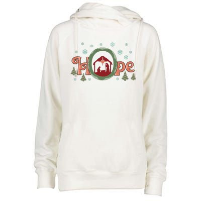 Hope Christian Retro Christmas Religious Faith Bible Verses Graphic Plus Size Womens Funnel Neck Pullover Hood