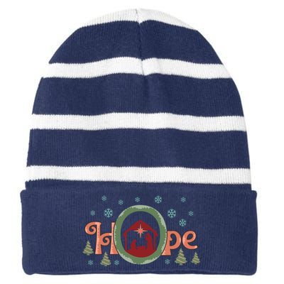 Hope Christian Retro Christmas Religious Faith Bible Verses Graphic Plus Size Striped Beanie with Solid Band