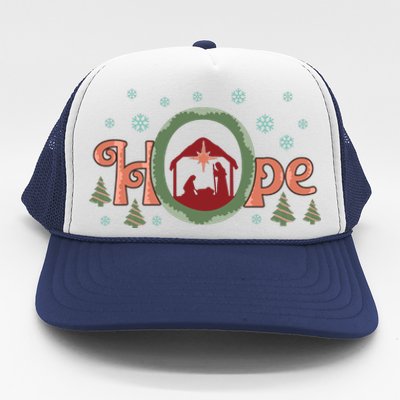 Hope Christian Retro Christmas Religious Faith Bible Verses Graphic Plus Size Trucker Hat