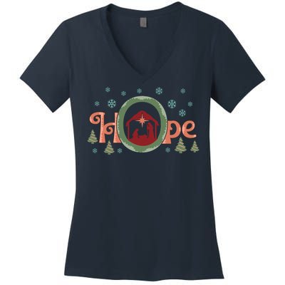 Hope Christian Retro Christmas Religious Faith Bible Verses Graphic Plus Size Women's V-Neck T-Shirt