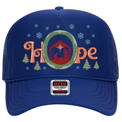 Hope Christian Retro Christmas Religious Faith Bible Verses Graphic Plus Size High Crown Mesh Back Trucker Hat