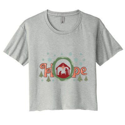 Hope Christian Retro Christmas Religious Faith Bible Verses Graphic Plus Size Women's Crop Top Tee