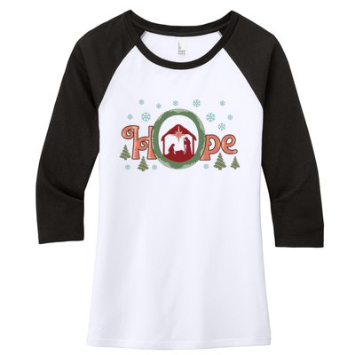 Hope Christian Retro Christmas Religious Faith Bible Verses Graphic Plus Size Women's Tri-Blend 3/4-Sleeve Raglan Shirt