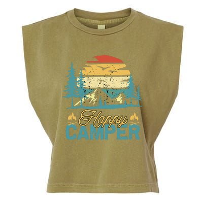 Happy Camper Retro Vintage Funny Matching Camping Crew Garment-Dyed Women's Muscle Tee