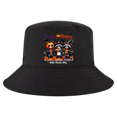 Hallothanksmas Cute Raccoon Halloween Christmas Thanksgiving Cool Comfort Performance Bucket Hat