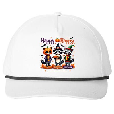 Hallothanksmas Cute Raccoon Halloween Christmas Thanksgiving Snapback Five-Panel Rope Hat