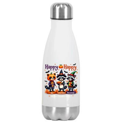 Hallothanksmas Cute Raccoon Halloween Christmas Thanksgiving Stainless Steel Insulated Water Bottle