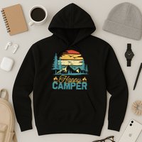 Happy Camper Retro Matching Camping Crew Hoodie