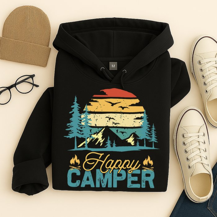 Happy Camper Retro Matching Camping Crew Hoodie