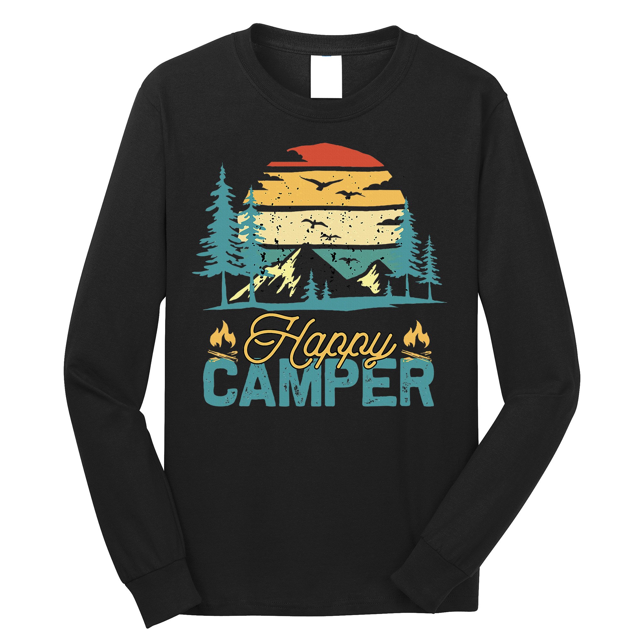 Happy Camper Retro Matching Camping Crew Long Sleeve Shirt