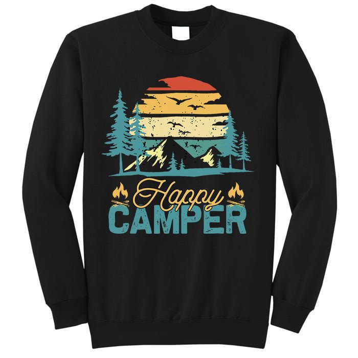 Happy Camper Retro Matching Camping Crew Sweatshirt